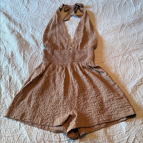 Zara Brown Halter Backless Roper Size Medium - Picture 1 of 6